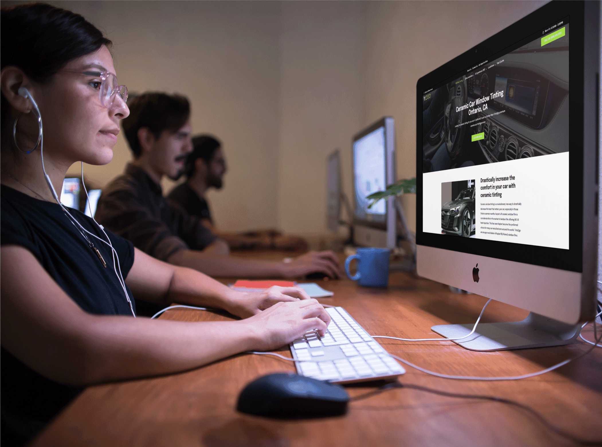 Kepler Agency team member working on a tint-shop website and campaign system