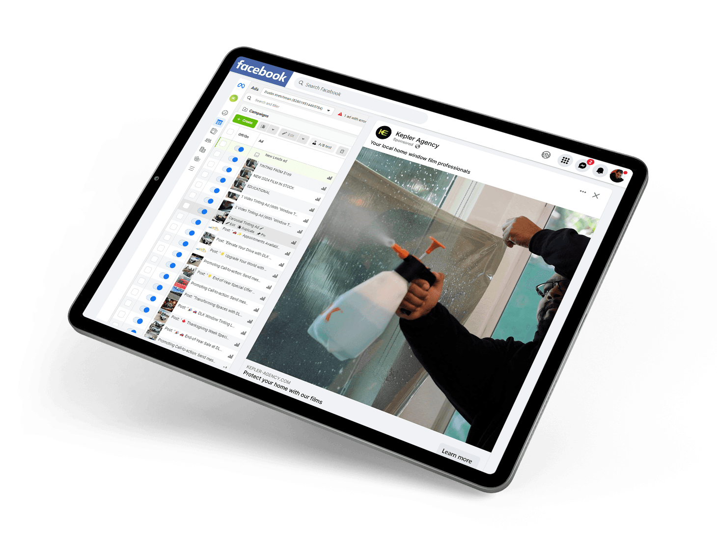Kepler marketing campaign preview displayed on a tablet