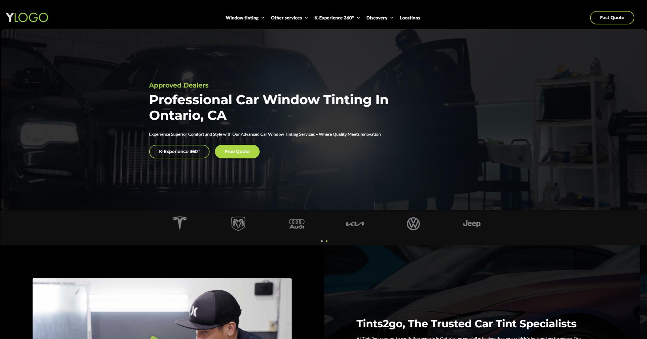 Tinting website template screen three