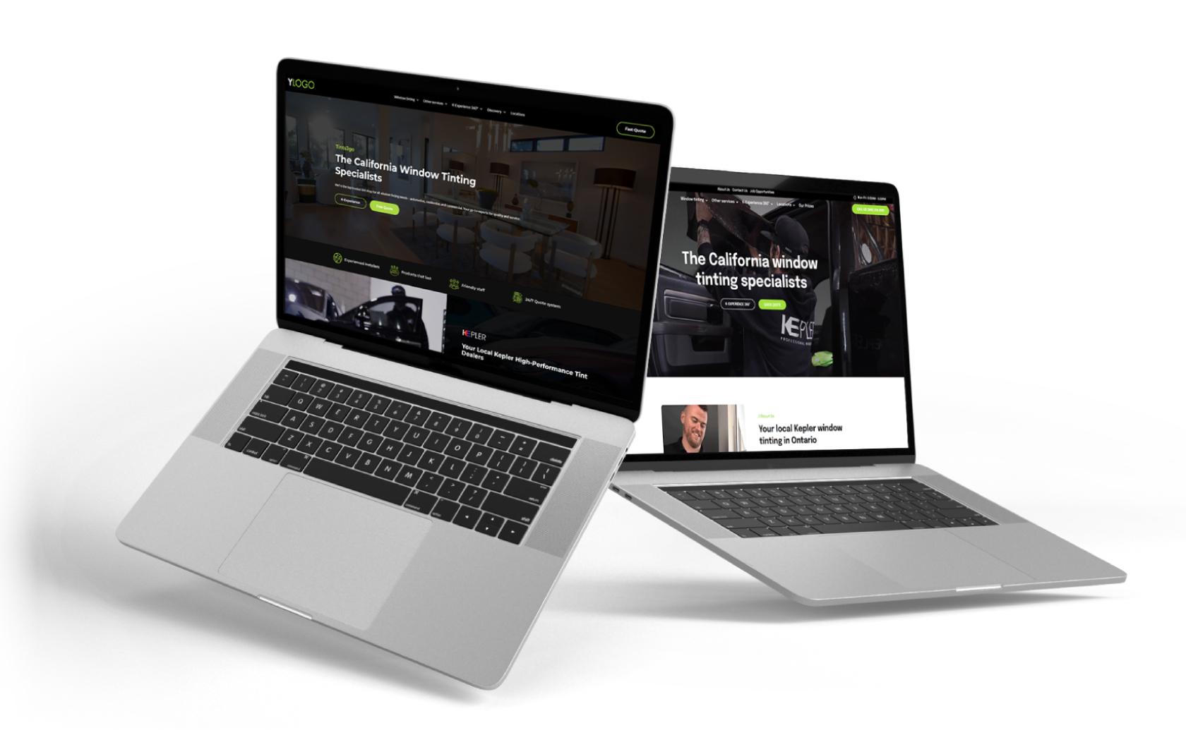 Kepler website template shown on a tint business landing page